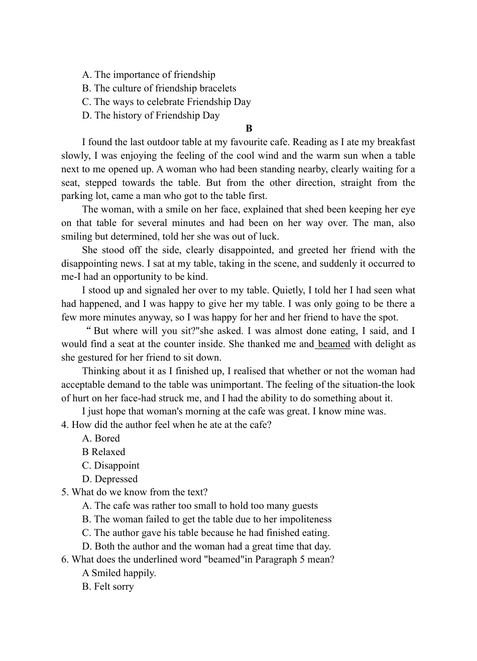 （2019新教材）人教版高中英语必修一welcome unit 单元检测（无答案）.doc_第2页