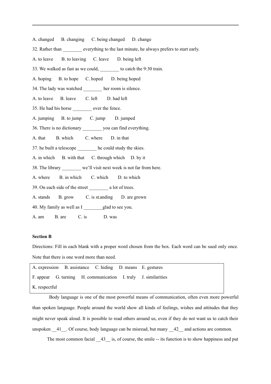 （2019新教材）人教版高中英语必修一高一9月月考英语试题及答案.docx_第2页