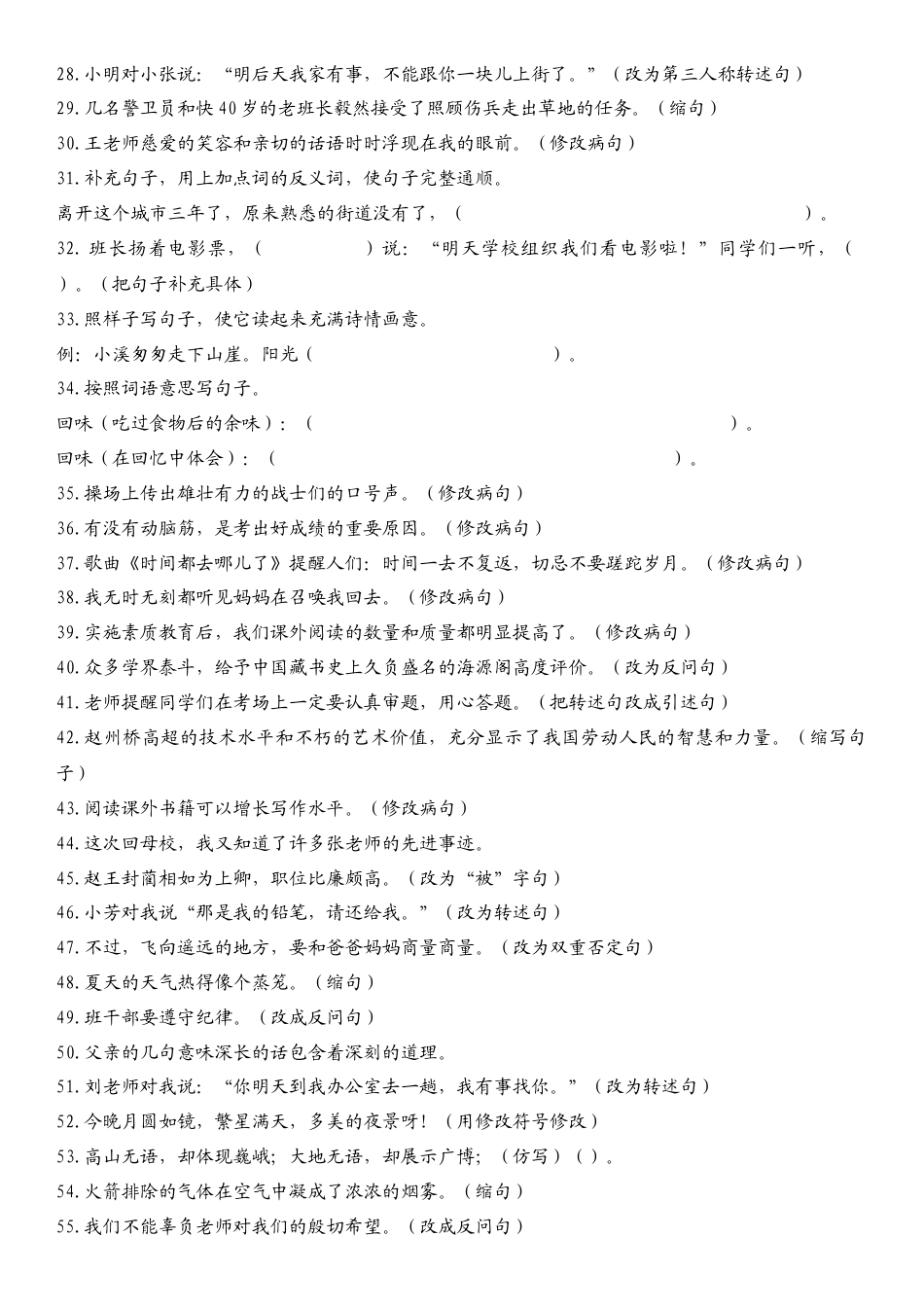 （部编版）小升初语文素材专题复习-按要求写句子（一）.docx_第2页