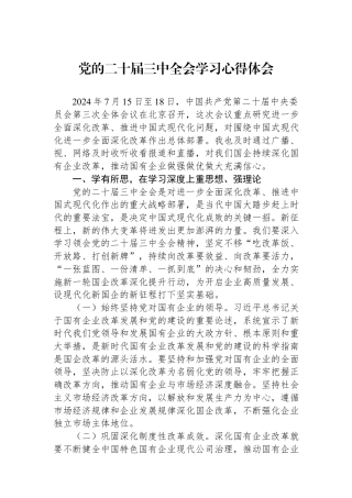 党的二十届三中全会学习心得体会.docx